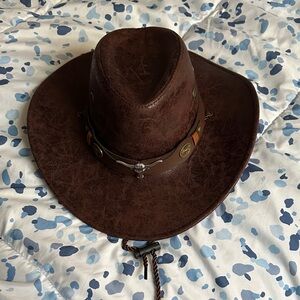 Brown Leather Cowboy Hat
